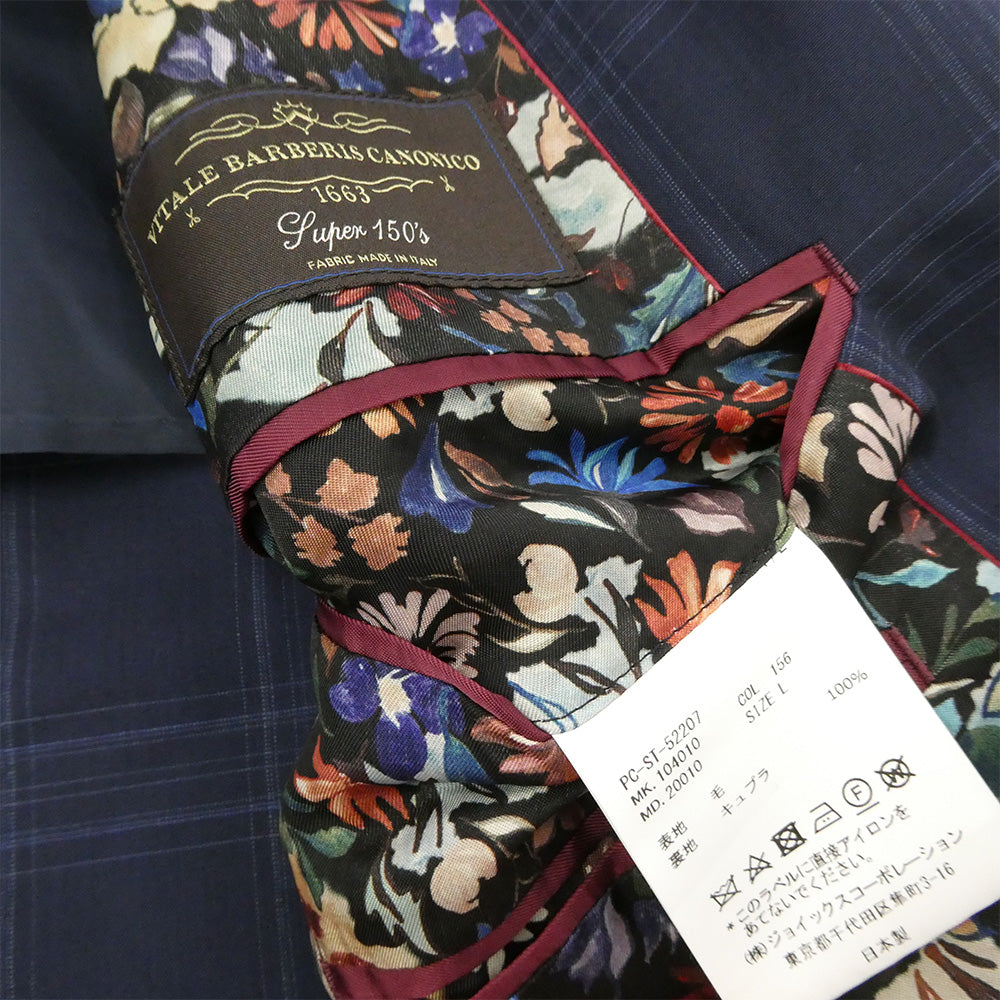 Paul Smith ポール・スミス PC-ST-52207 ViTALE BARBERIS ヴィタル・バルベリス ウール チェック 2B テーラード ジャケット セットアップ ブルー系 L【中古】