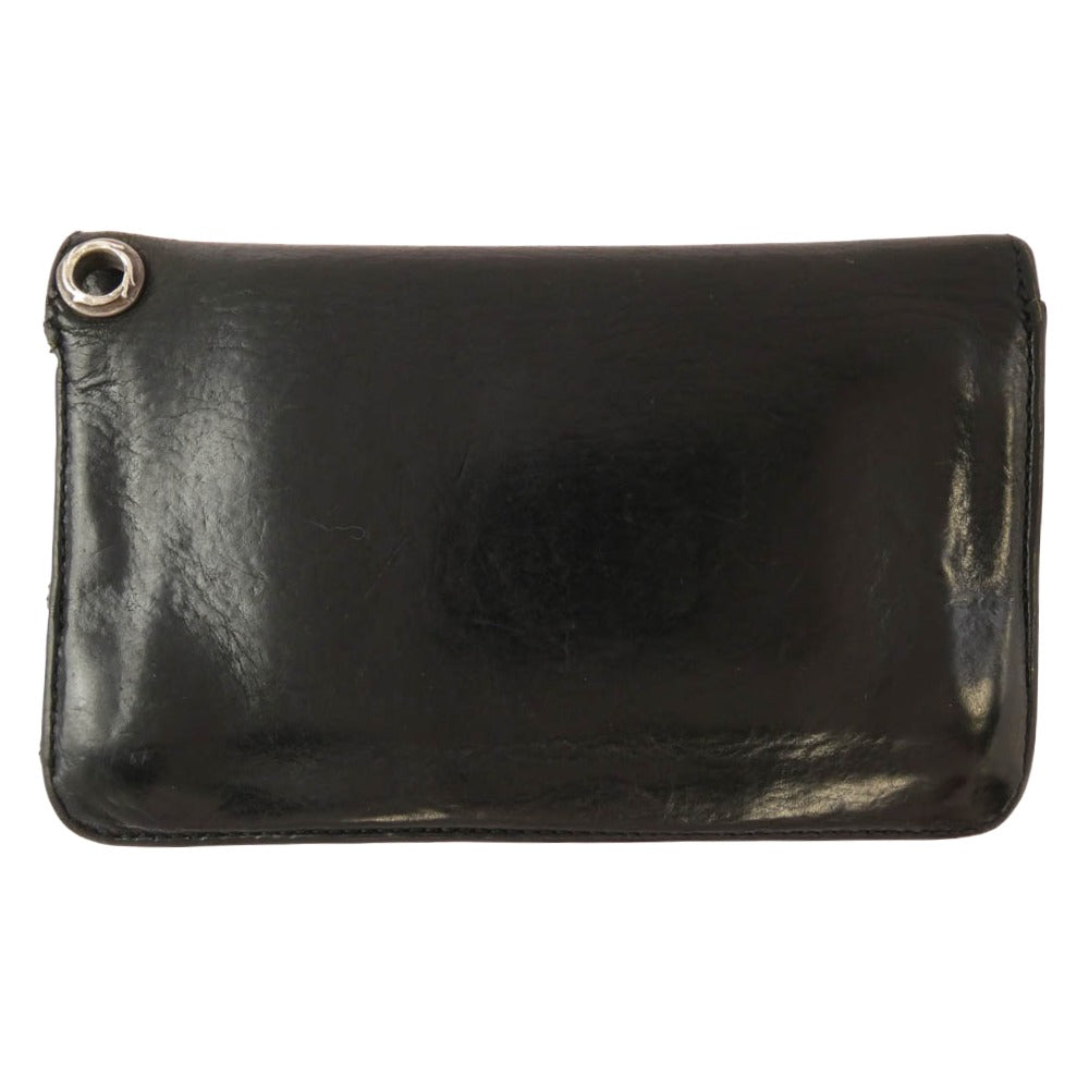 CHROME HEARTS クロムハーツ（原本無） 1ZIP クロスボールボタン 1ジップ レザー ウォレット 財布 ブラック系【中古】