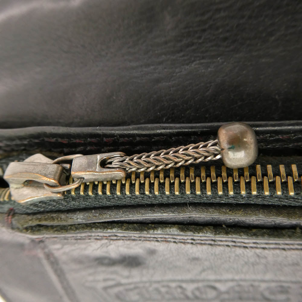 CHROME HEARTS クロムハーツ（原本無） 1ZIP クロスボールボタン 1ジップ レザー ウォレット 財布 ブラック系【中古】