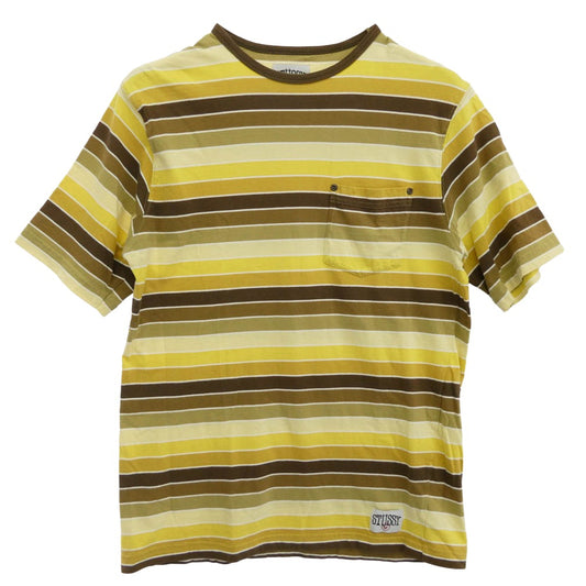 STUSSY ステューシー 00s ボーダー ポケット Tシャツ イエロー系 M【中古】