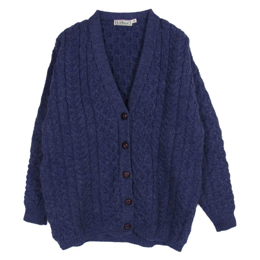 L.L.Bean エルエルビーン 90s アランニット レディース カーディガン ネイビー系 M【中古】