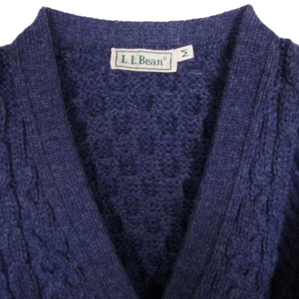 L.L.Bean エルエルビーン 90s アランニット レディース カーディガン ネイビー系 M【中古】