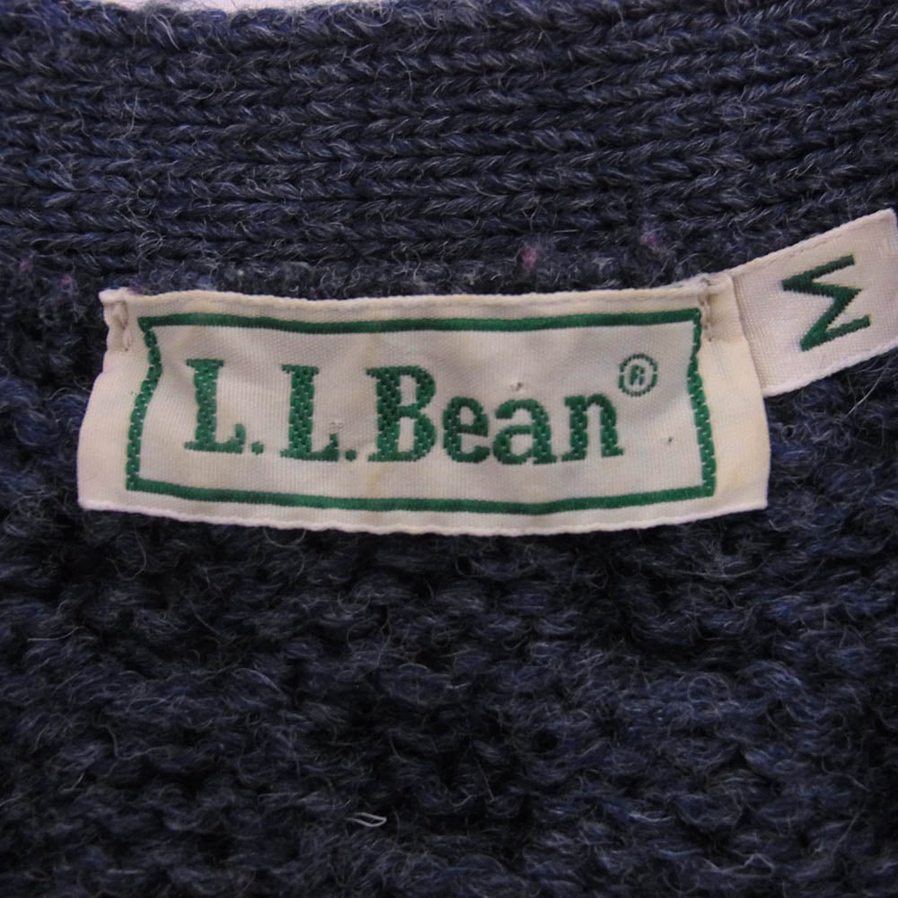L.L.Bean エルエルビーン 90s アランニット レディース カーディガン ネイビー系 M【中古】