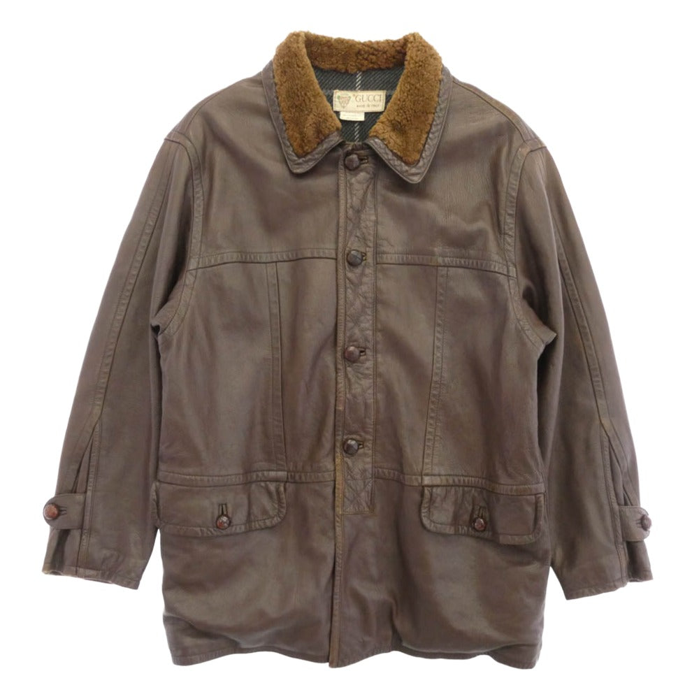 GUCCI グッチ オールド 80s 90s レザー ジャケット ブラウン系【中古】