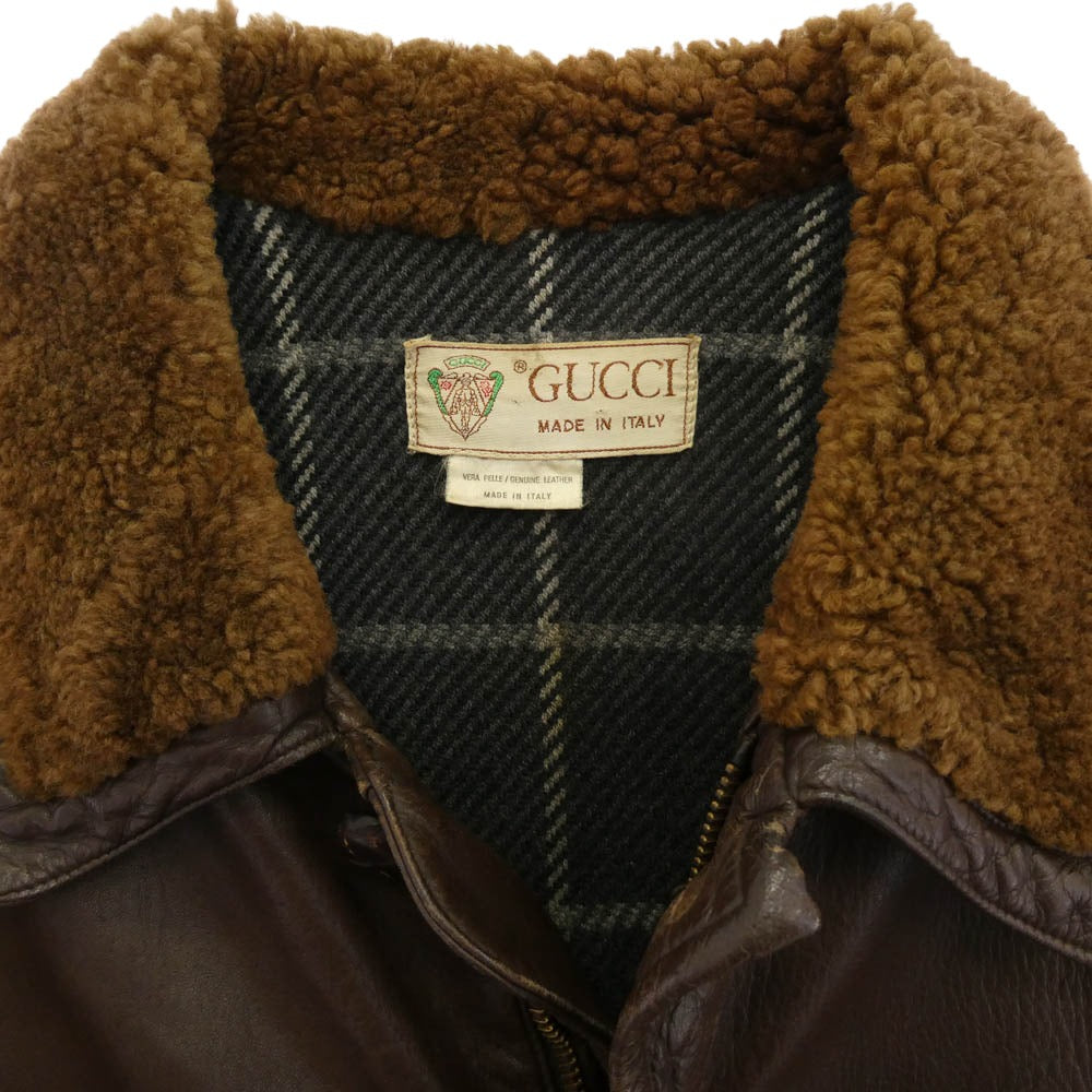GUCCI グッチ オールド 80s 90s レザー ジャケット ブラウン系【中古】