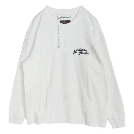 WACKO MARIA ワコマリア 25SS 56TS-WM-LT03 56 TATTOO STUDIO WASHED HEAVY WEIGHT CREW NECK LONG SLEEVE T-SHIRT 長袖 Tシャツ ホワイト系 L【中古】