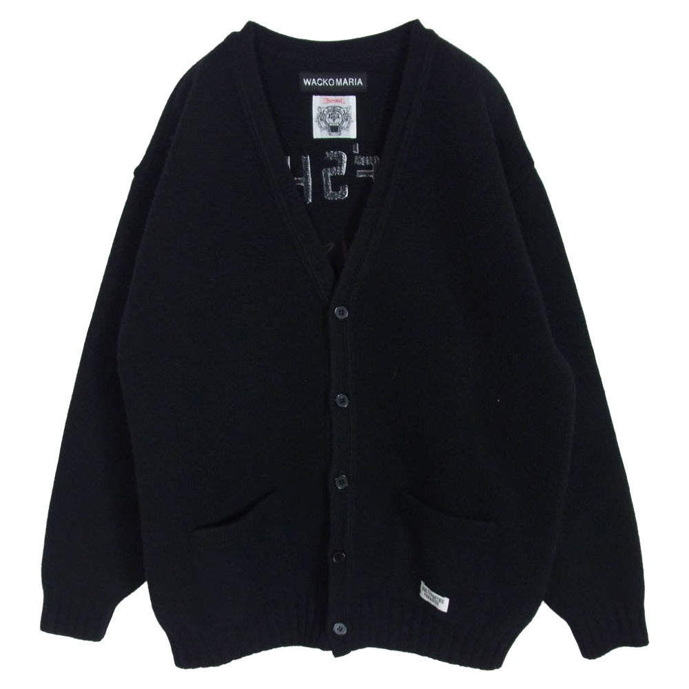 WACKO MARIA ワコマリア 24AW WOLFSHEAD-WM-KN01 WOLF’S HEAD KNIT CARDIGAN ウルフズ ヘッド ニット カーディガン ブラック系 L【中古】