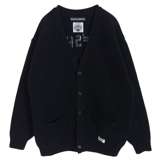 WACKO MARIA ワコマリア 24AW WOLFSHEAD-WM-KN01 WOLF’S HEAD KNIT CARDIGAN ウルフズ ヘッド ニット カーディガン ブラック系 L【中古】