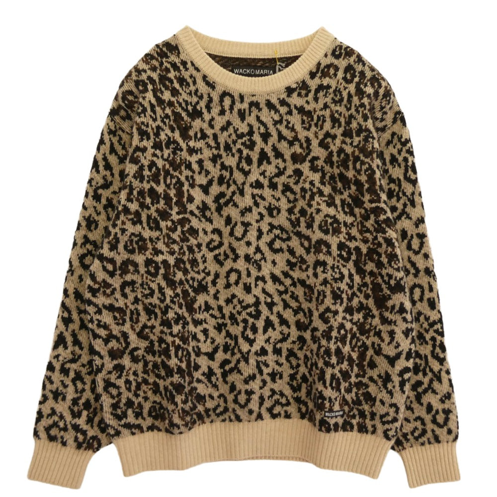 WACKO MARIA ワコマリア 25FW-WMK-KN07 LEOPARD MOHAIR JACQUARD KNIT SWEATER レオパード モヘア ニット セーター アイボリー系 L【極上美品】【中古】