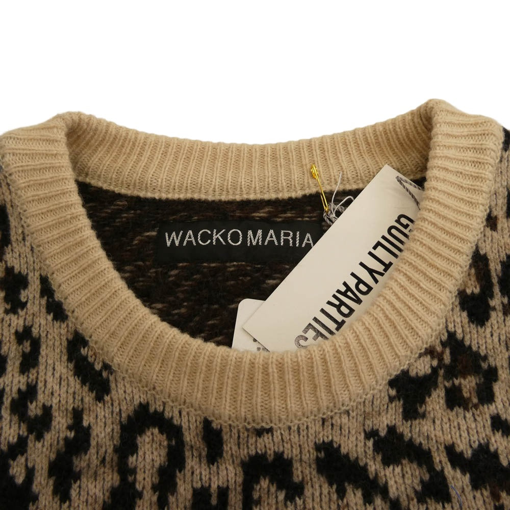WACKO MARIA ワコマリア 25FW-WMK-KN07 LEOPARD MOHAIR JACQUARD KNIT SWEATER レオパード モヘア ニット セーター アイボリー系 L【極上美品】【中古】