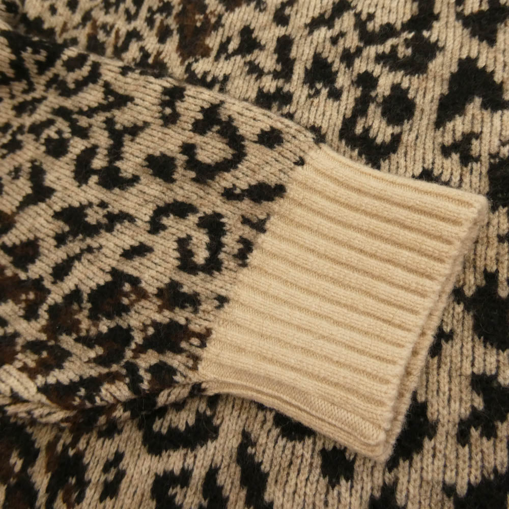 WACKO MARIA ワコマリア 25FW-WMK-KN07 LEOPARD MOHAIR JACQUARD KNIT SWEATER レオパード モヘア ニット セーター アイボリー系 L【極上美品】【中古】