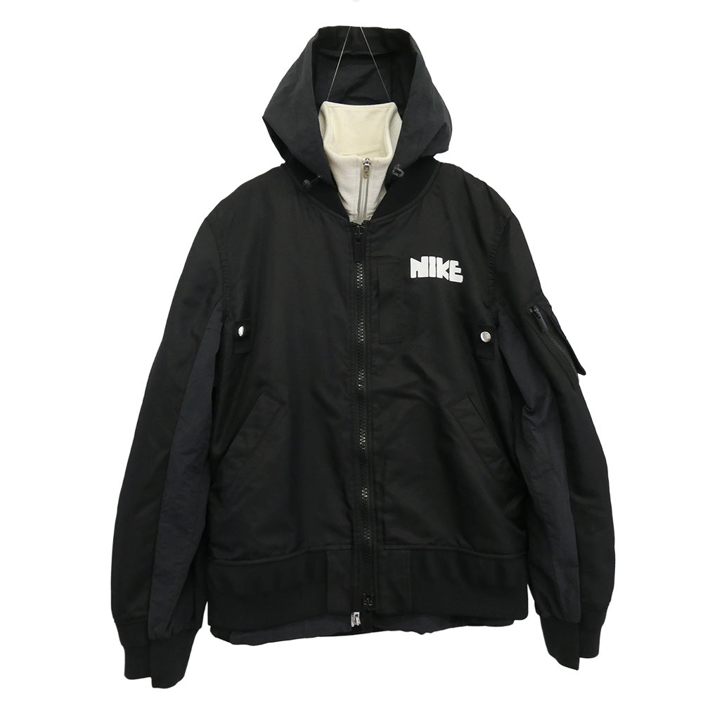 NIKE ナイキ 21AW CZ4678-010 × Sacai サカイ レイヤード MA-1 ボンバー ジャケット ブルゾン ブラック系 M【中古】