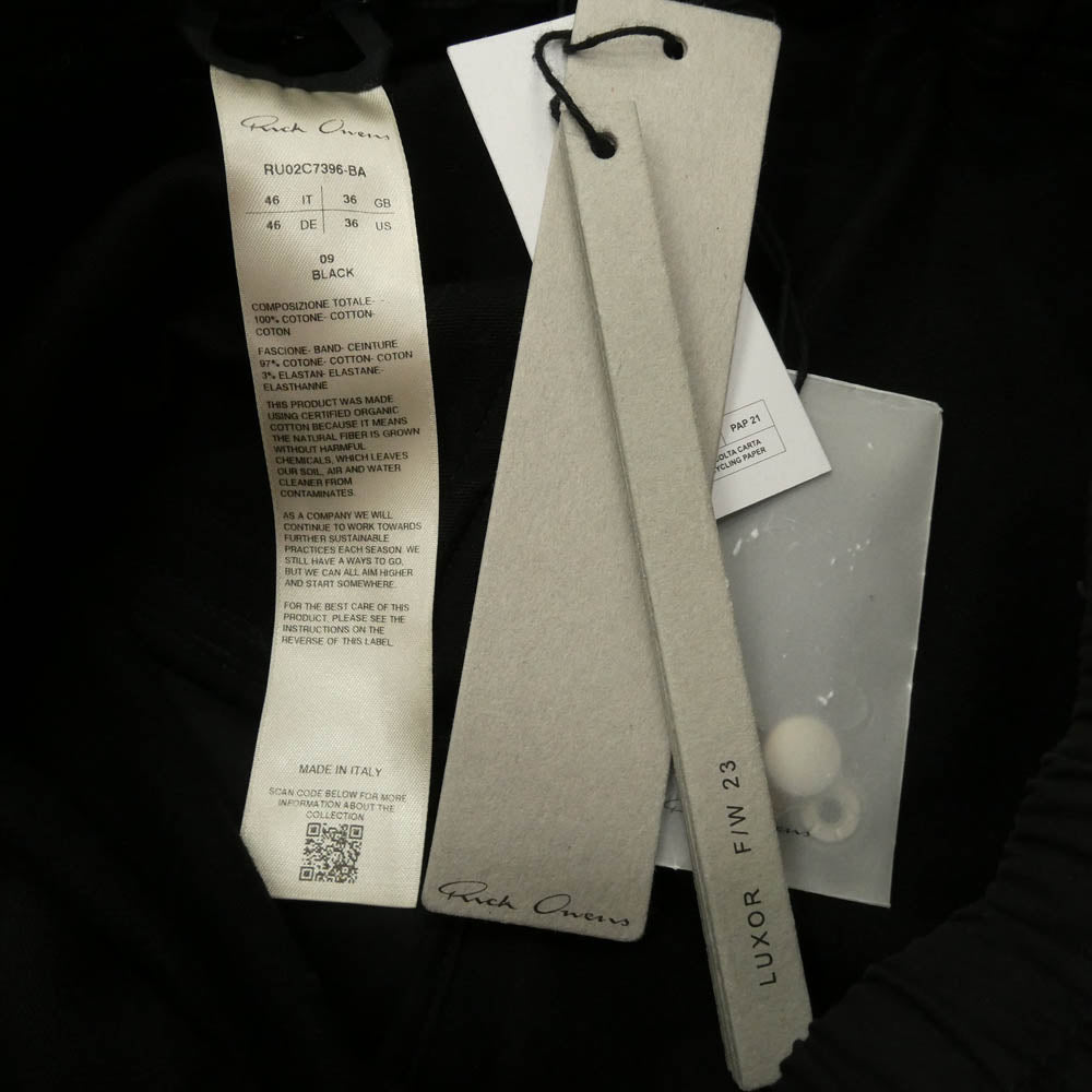 Rick Owens リックオウエンス 23AW RU02C7396-BA LUXOR期 BA素材 MASTODON CARGO マストドン カーゴ パンツ ブラック系 46【美品】【中古】