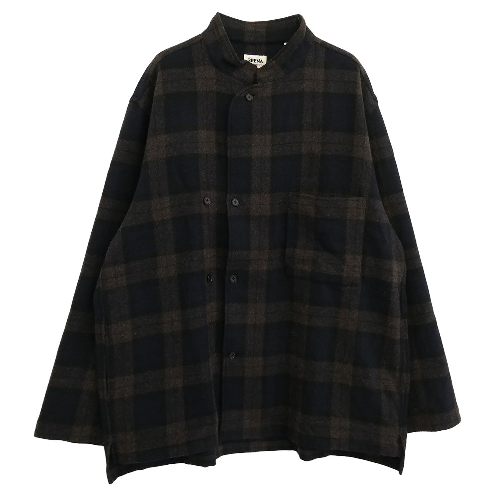ブレナ ウールフランネル タータンチェック ホスピタルシャツジャケット ブラウン系 44【中古】
