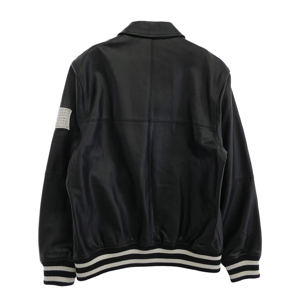 Supreme シュプリーム 16SS ワングラム期 Uptown Studded Leather Varsity Jacket スタッズ ロゴデザイン レザー ジップ バーシティ ジャケット ブラック系 M【中古】