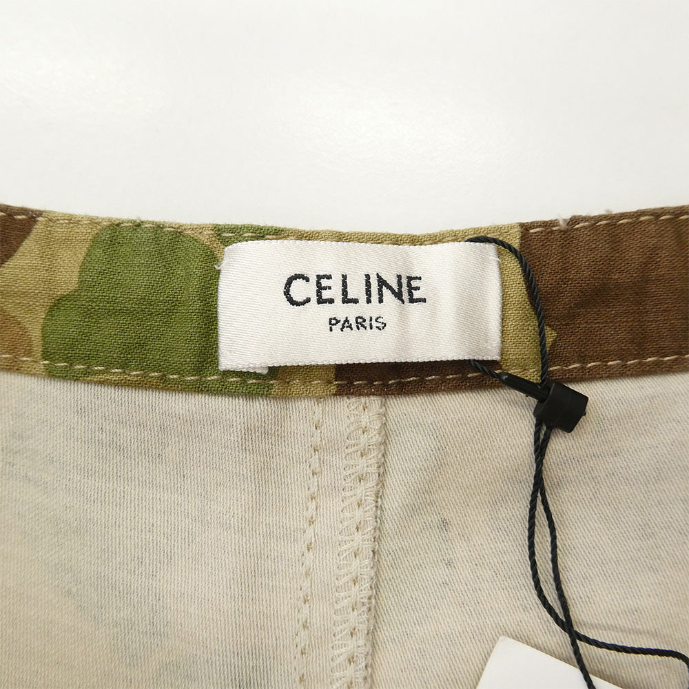 CELINE セリーヌ 22AW 2Z167629M 金ボタン ボタンフライ カモフラ 迷彩 カーゴ パンツ カーキ系 40【新古品】【未使用】【中古】