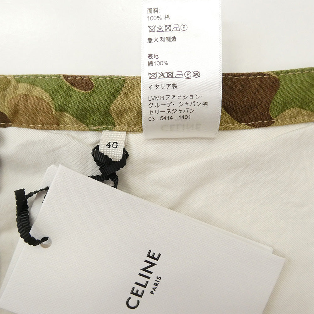 CELINE セリーヌ 22AW 2Z167629M 金ボタン ボタンフライ カモフラ 迷彩 カーゴ パンツ カーキ系 40【新古品】【未使用】【中古】