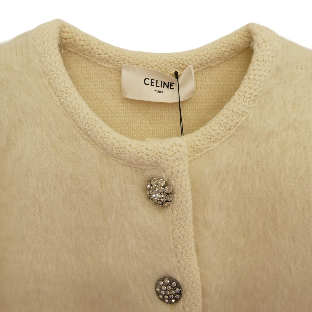 CELINE セリーヌ 23SS 2AD9D440U ブラッシュドモヘア カーディガン ジャケット ホワイト系 S【新古品】【未使用】【中古】