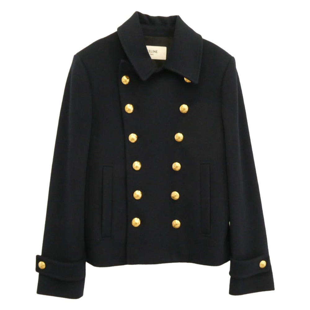 CELINE セリーヌ 2M16B998K CROPPED CHELSEA COAT クロップド チェルシー ウール コート ネイビー系 34【新古品】【未使用】【中古】