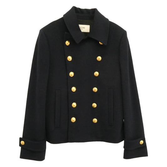 CELINE セリーヌ 2M16B998K CROPPED CHELSEA COAT クロップド チェルシー ウール コート ネイビー系 34【新古品】【未使用】【中古】