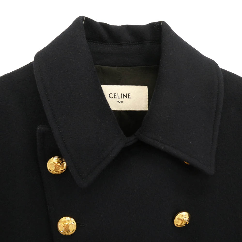 CELINE セリーヌ 2M16B998K CROPPED CHELSEA COAT クロップド チェルシー ウール コート ネイビー系 34【新古品】【未使用】【中古】