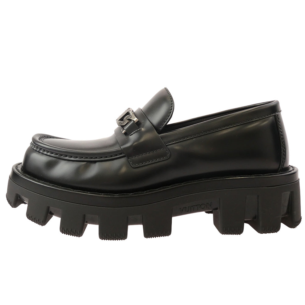 LOUIS VUITTON ルイ・ヴィトン FA1204 LVチェッカーライン ダービー レザー ローファー ブラック系 6.5【中古】