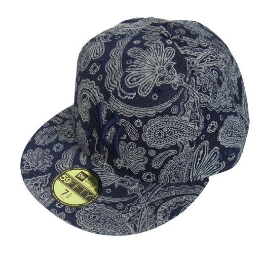 NEW ERA ニューエラ 59FIFTY NYY PAISLEY New York Yankees デニムペイズリー ニューヨーク ヤンキース フィフティー キャップ ネイビー系 7 5/8【中古】