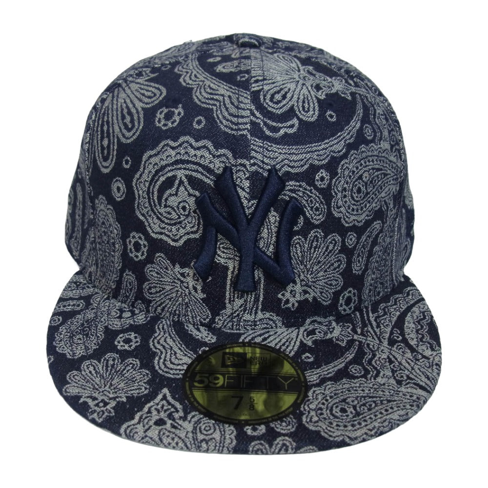 NEW ERA ニューエラ 59FIFTY NYY PAISLEY New York Yankees デニムペイズリー ニューヨーク ヤンキース フィフティー キャップ ネイビー系 7 5/8【中古】