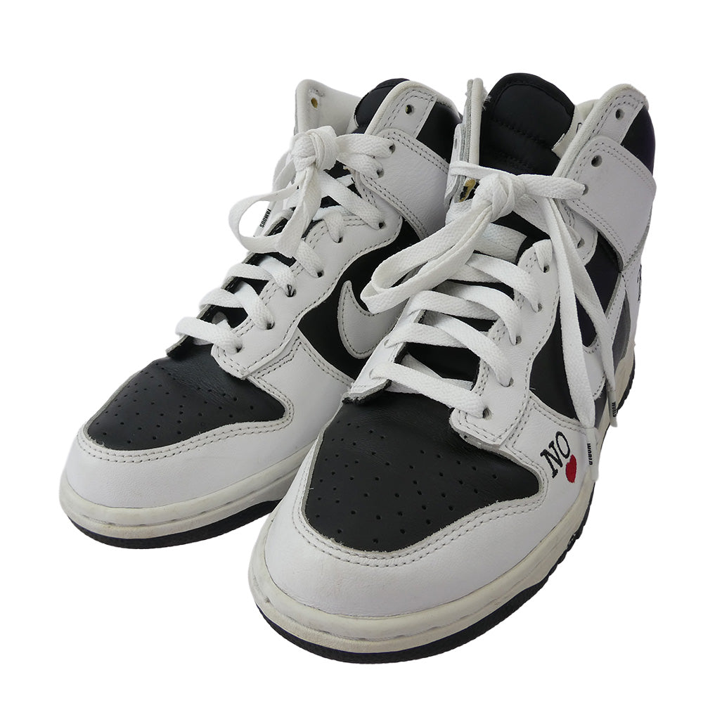 Supreme シュプリーム DN3741-002 【フェイクバスターズ鑑定済】× Nike SB Dunk High By Any Means White Black ナイキ SB ダンク ハイ バイ エニー ミーンズ ハイカット スニーカー ブラック系 ホワイト系 25cm【中古】