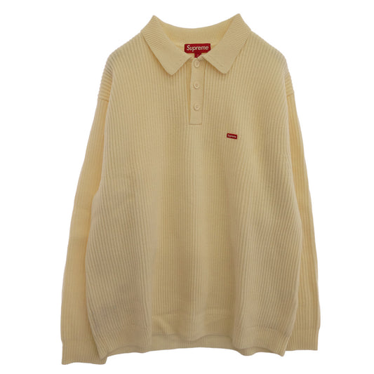 Supreme シュプリーム 23AW Small Box Polo Sweater スモール ボックス ロゴ ポロ セーター ニット ホワイト系 L【中古】