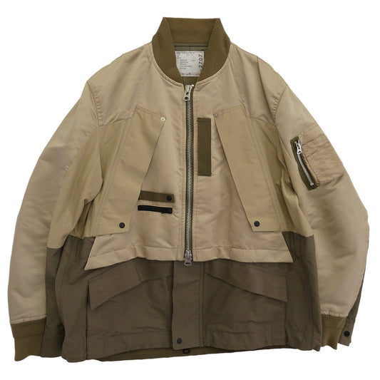 Sacai サカイ 22-02707M Nylon Twill Mix Blouson ナイロン ツイル ミックス ブルゾン ベージュ系 1【中古】