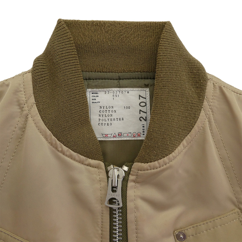 Sacai サカイ 22-02707M Nylon Twill Mix Blouson ナイロン ツイル ミックス ブルゾン ベージュ系 1【中古】