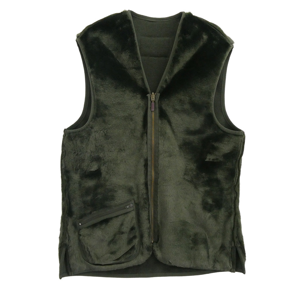 Barbour バブアー 24AW 242MLI0004 フロントジップ クラシックフィット リバーシブル ファー ライナー ベスト グリーン系 38【中古】