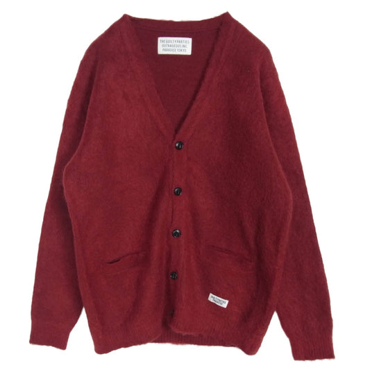 WACKO MARIA ワコマリア 18AW 18FW-WMK-KN19 MOHAIR CARDIGAN モヘア Vネック カーディガン エンジ系 M【中古】