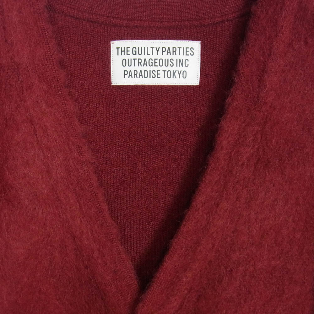 WACKO MARIA ワコマリア 18AW 18FW-WMK-KN19 MOHAIR CARDIGAN モヘア Vネック カーディガン エンジ系 M【中古】
