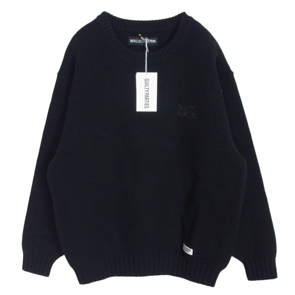 WACKO MARIA ワコマリア 24AW 24FW-WMK-KN07 CLASSIC KNIT SWEATER TYPE-2 クラシック ニット クルーネック セーター ブラック系 M【美品】【中古】
