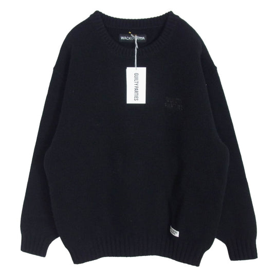 WACKO MARIA ワコマリア 24AW 24FW-WMK-KN07 CLASSIC KNIT SWEATER TYPE-2 クラシック ニット クルーネック セーター ブラック系 M【美品】【中古】