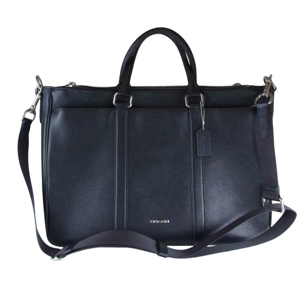 COACH コーチ F59141 2WAY クロスグレイン レザー ビジネスバッグ ショルダー バッグ ブラック系【中古】