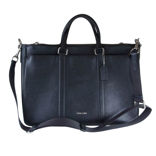 COACH コーチ F59141 2WAY クロスグレイン レザー ビジネスバッグ ショルダー バッグ ブラック系【中古】