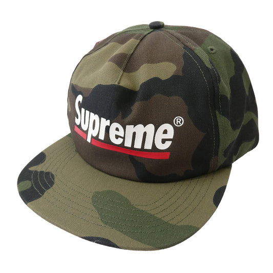 Supreme シュプリーム 20SS underline 5-panel cap アンダーライン カモフラ ロゴプリント キャップ カーキ系【極上美品】【中古】