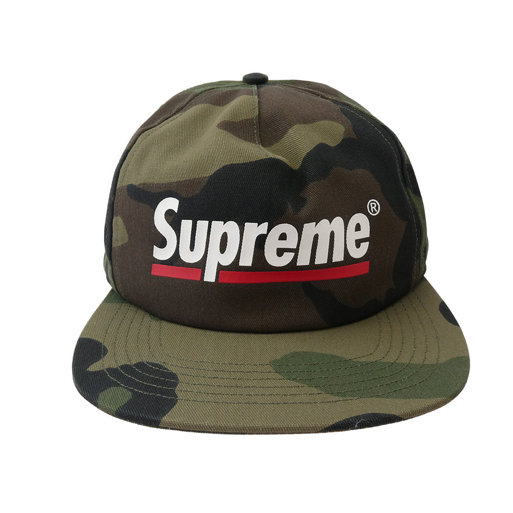 Supreme シュプリーム 20SS underline 5-panel cap アンダーライン カモフラ ロゴプリント キャップ カーキ系【極上美品】【中古】