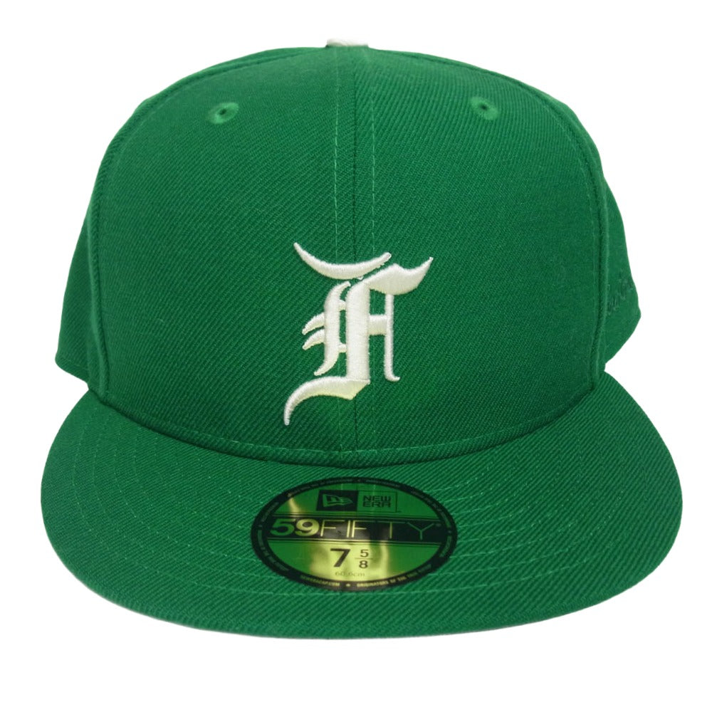 FEAR OF GOD フィアオブゴッド ESSENTIALS エッセンシャルズ NEW ERA ニューエラ 59FIFTY FITTED CAP ベースボール キャップ 帽子 グリーン系 7 5/8【極上美品】【中古】