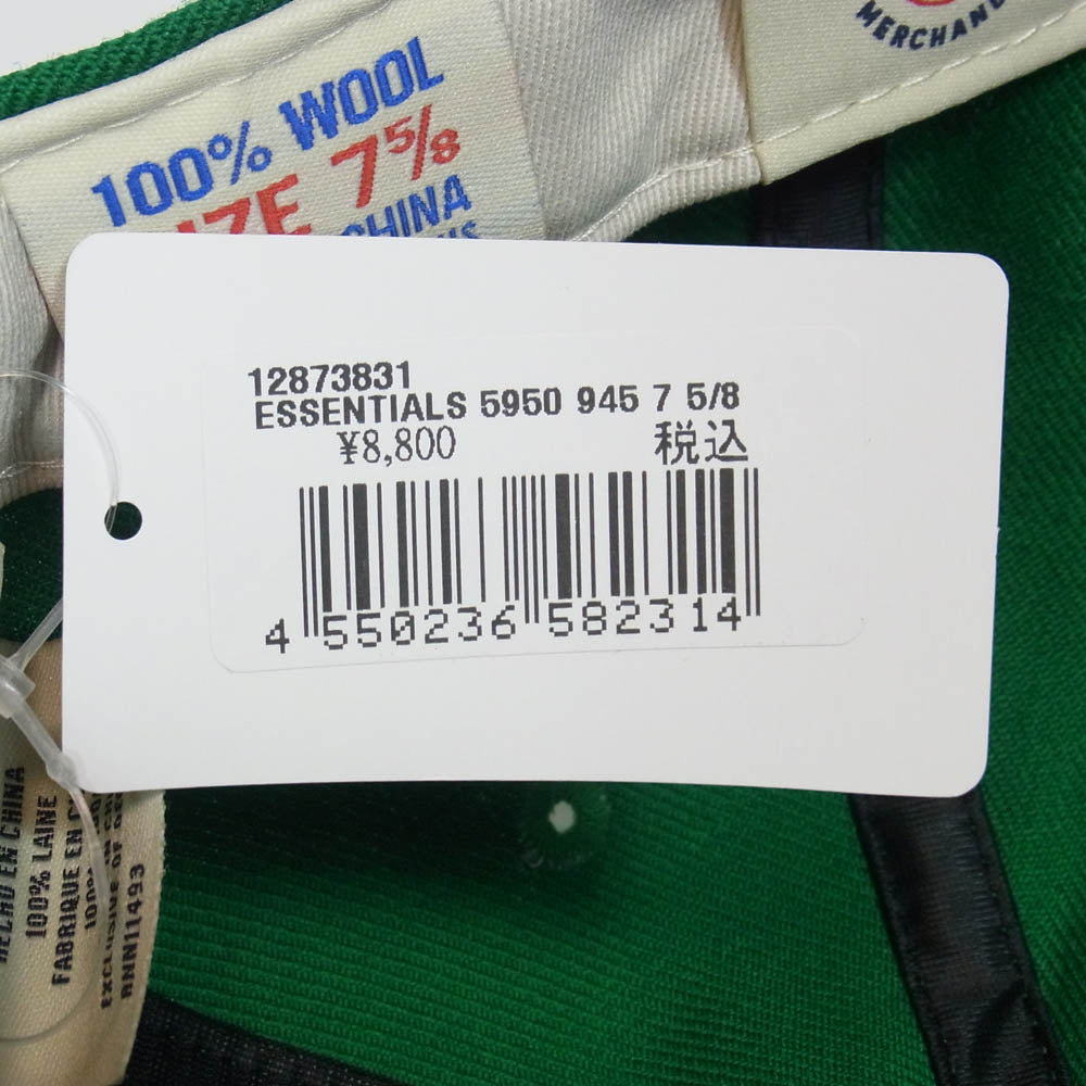 FEAR OF GOD フィアオブゴッド ESSENTIALS エッセンシャルズ NEW ERA ニューエラ 59FIFTY FITTED CAP ベースボール キャップ 帽子 グリーン系 7 5/8【極上美品】【中古】