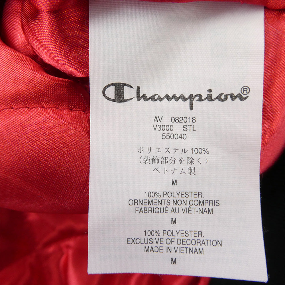 Supreme シュプリーム 18AW Champion チャンピオン HOODED SATIN VARSITY JACKET フーデッド サテン ヴァーシティ ジャケット スタジャン レッド系 M【中古】