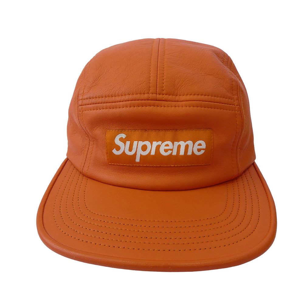 Supreme シュプリーム 16AW Leather Camp Cap ボックスロゴ レザー キャンプ キャップ 帽子 オレンジ系【中古】