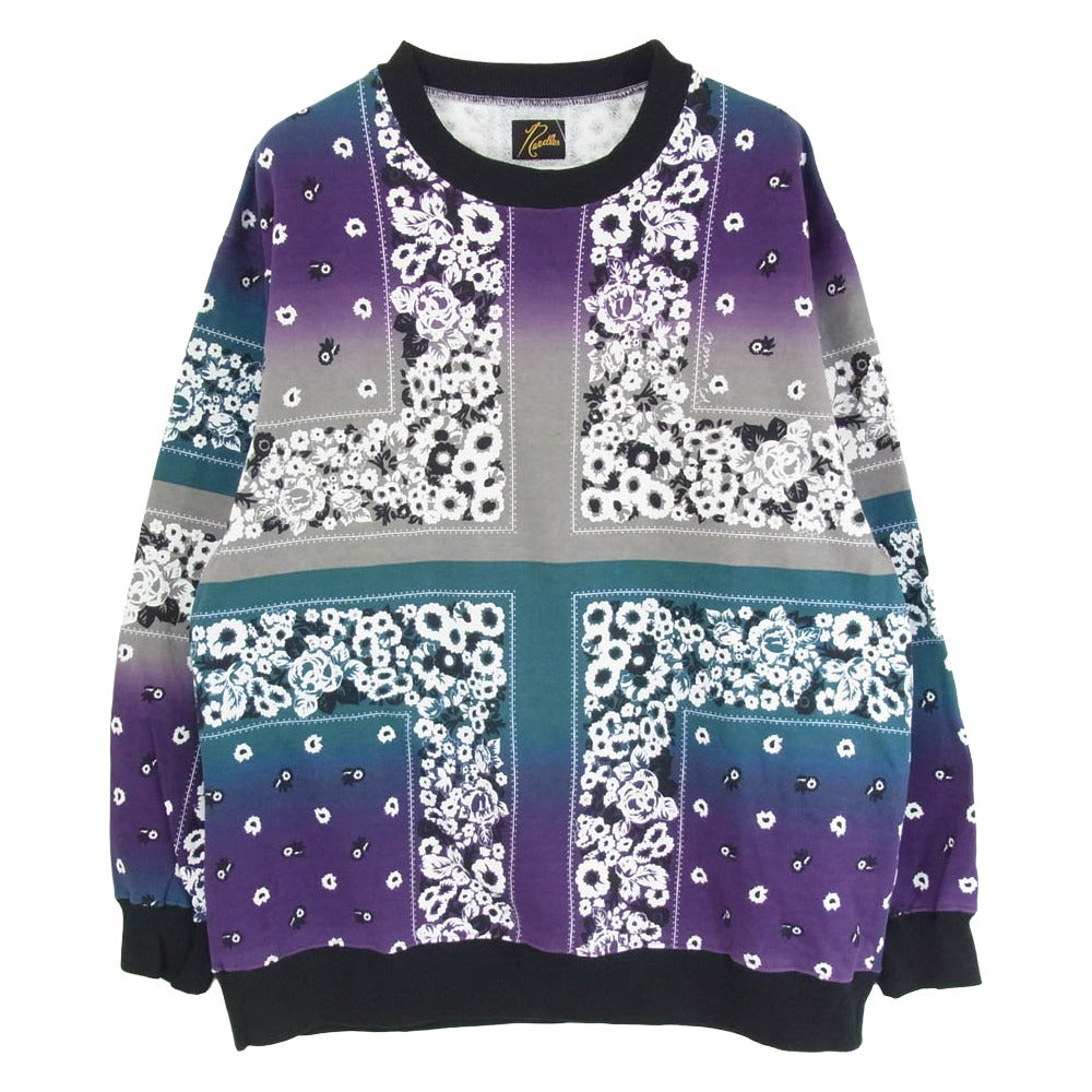Needles ニードルス 22AW N34-NNCS01 NOMA ノマ Crewneck Sweat Shirt Cotton Jersey 総柄 クルーネック コットン スウェット パープル系 L【中古】