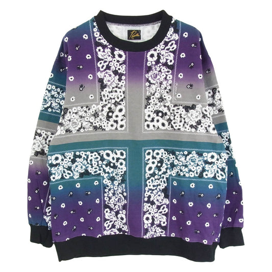 Needles ニードルス 22AW N34-NNCS01 NOMA ノマ Crewneck Sweat Shirt Cotton Jersey 総柄 クルーネック コットン スウェット パープル系 L【中古】