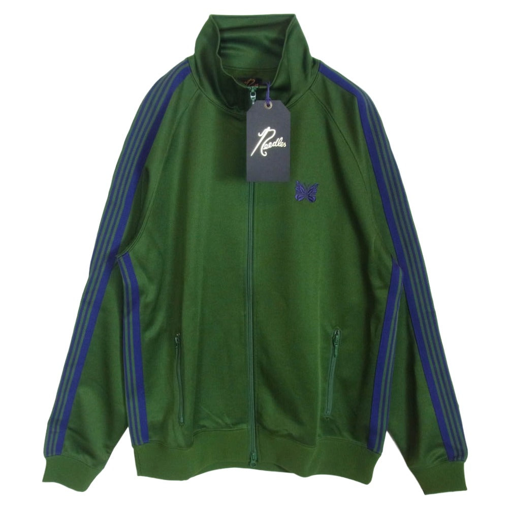 Needles ニードルス NS244 Track Jacket Poly Smooth パピヨン刺繍 トラックジャケット ジャージ グリーン系 L【美品】【中古】