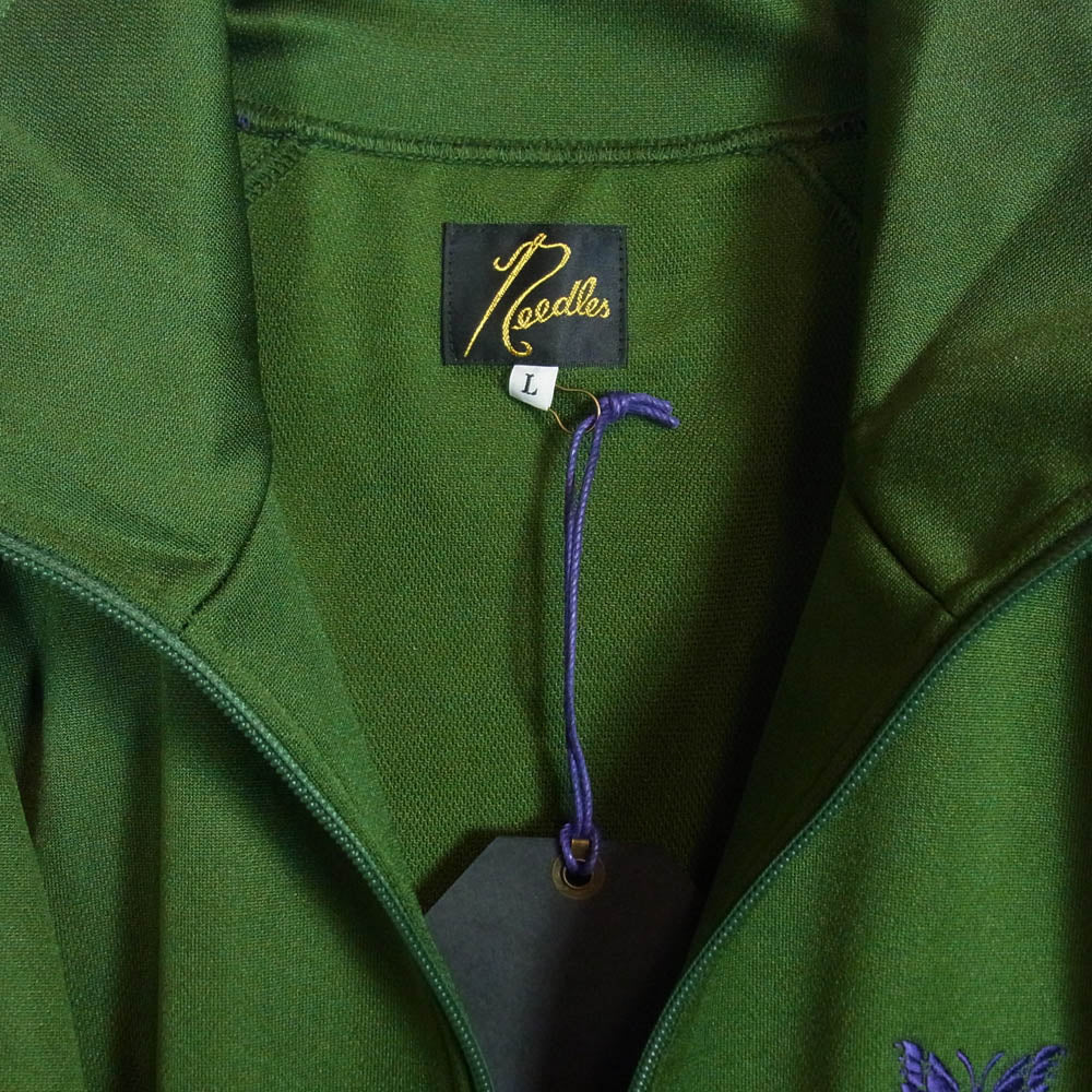 Needles ニードルス NS244 Track Jacket Poly Smooth パピヨン刺繍 トラックジャケット ジャージ グリーン系 L【美品】【中古】