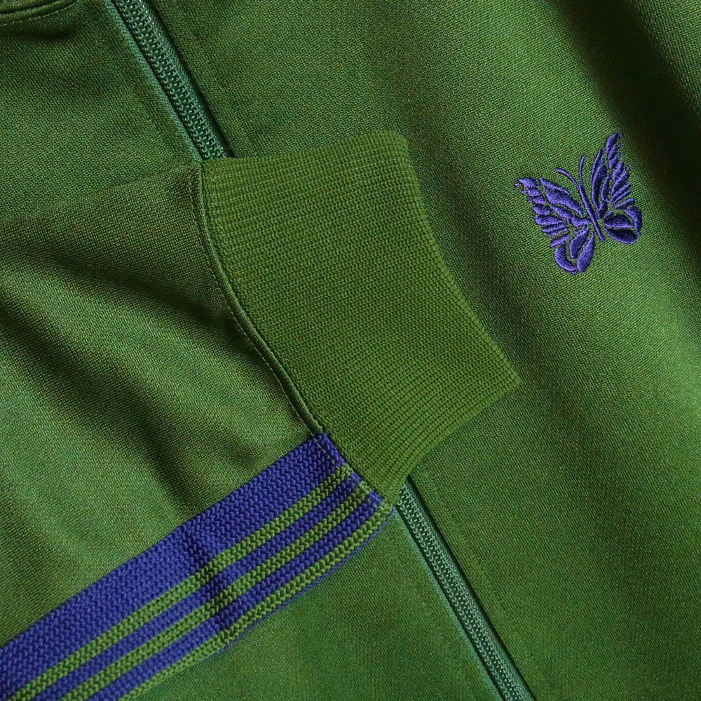 Needles ニードルス NS244 Track Jacket Poly Smooth パピヨン刺繍 トラックジャケット ジャージ グリーン系 L【美品】【中古】